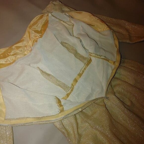 Vintage Dress 1950s Handmaid Gold Lurex Shimmer Party  Small Medium - Picture 13 of 16
